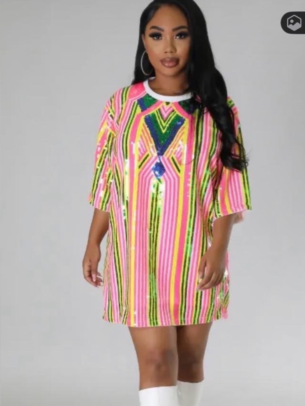 RETRO SEQUIN TEE DRESS